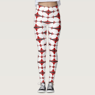Art deco element in deep red Leggings