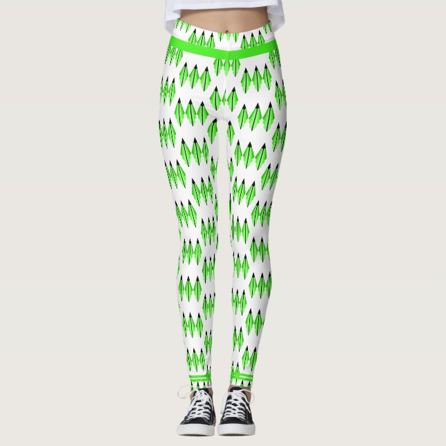 Art deco element in lime green Leggings (Front)