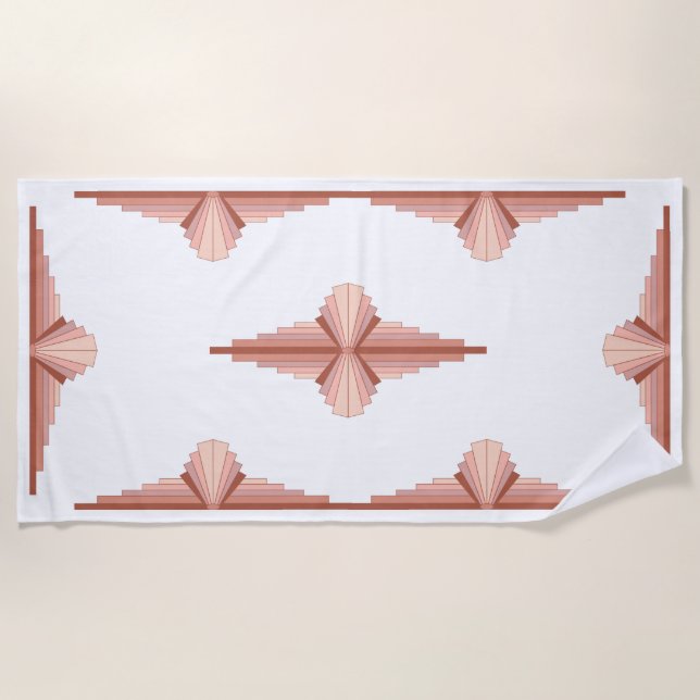 Art deco elements in a rose gold palette beach towel (Front)