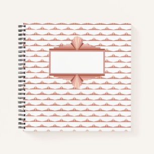 Art deco elements in a rose gold palette notebook