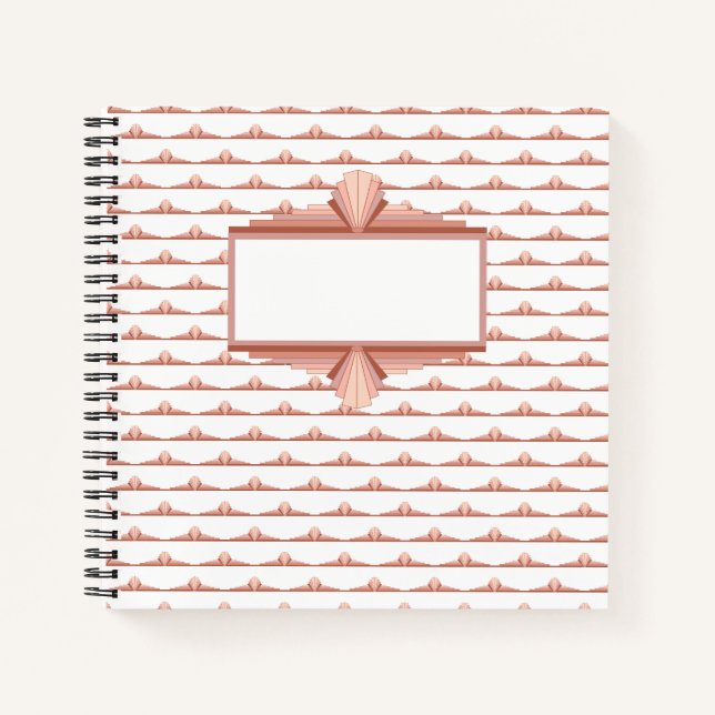 Art deco elements in a rose gold palette notebook (Front)