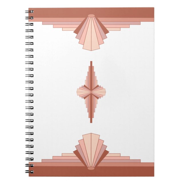 Art deco elements in a rose gold palette notebook (Front)