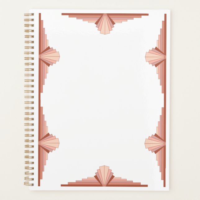 Art deco elements in a rose gold palette planner (Front)