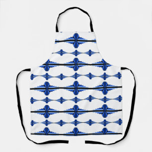 Art deco elements in dark blue apron