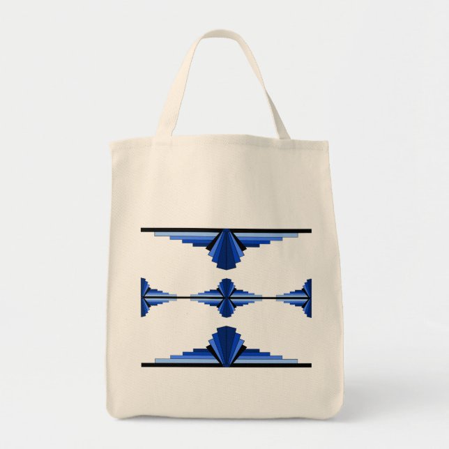 Art deco elements in dark blue tote bag (Front)