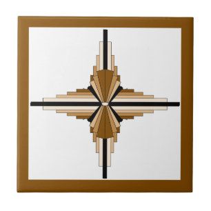 Art deco elements in dark & light tan tile