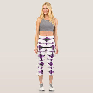Art deco elements in dark plum capri leggings