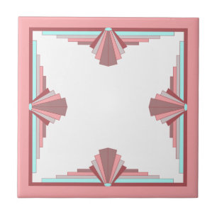 Art deco elements in dark rose & blue tile