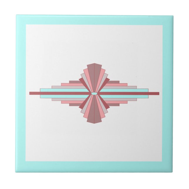 Art deco elements in dark rose & blue tile (Front)