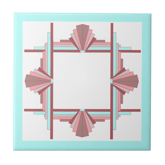 Art deco elements in dark rose & blue tile (Front)
