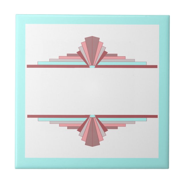 Art deco elements in dark rose & blue tile (Front)