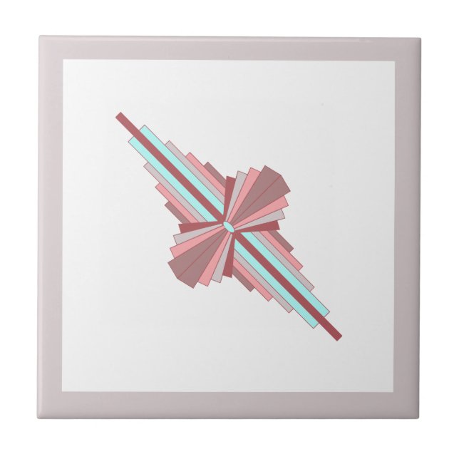 Art deco elements in dark rose & blue tile (Front)