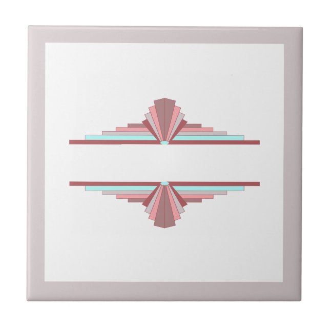 Art deco elements in dark rose & blue tile (Front)