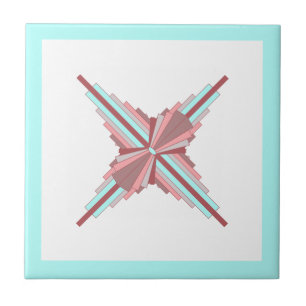 Art deco elements in dark rose & blue tile