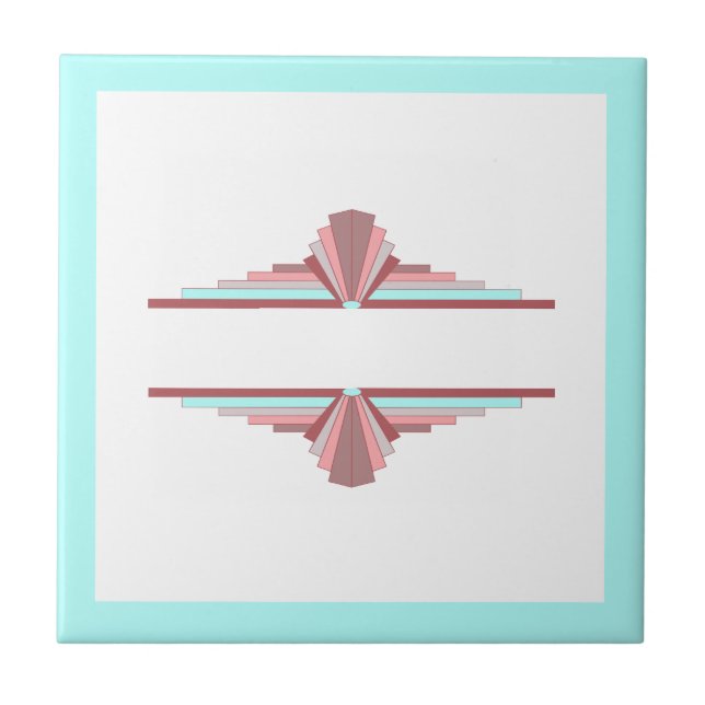 Art deco elements in dark rose & blue tile (Front)