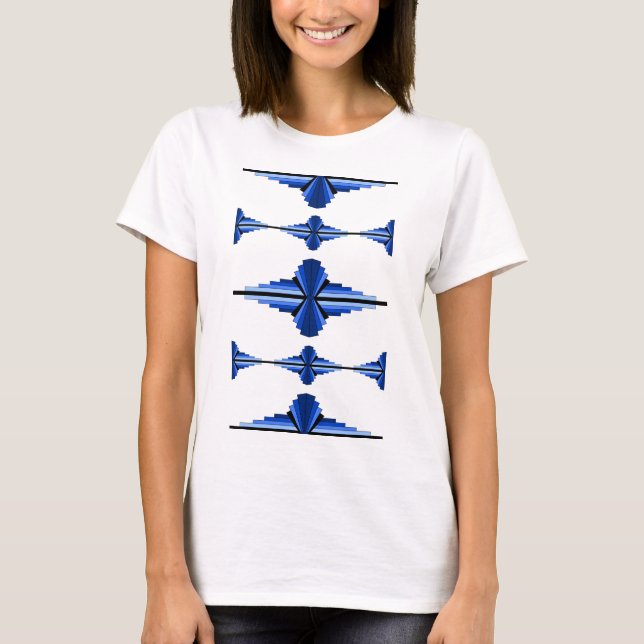Art deco elements in deep blue T-Shirt (Front)