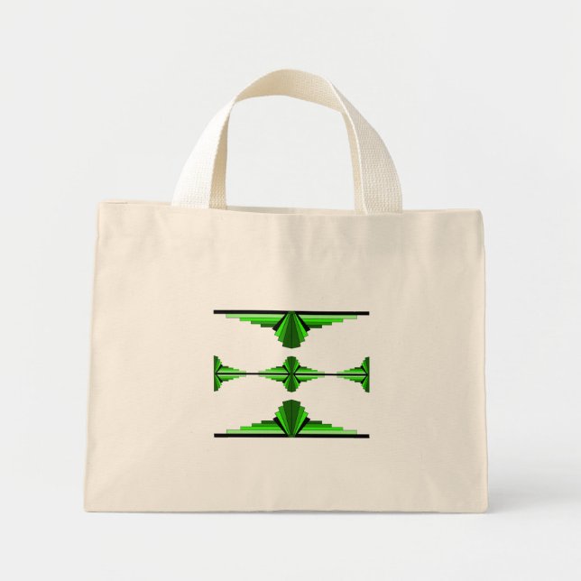 Art deco elements in deep green mini tote bag (Front)