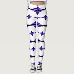 Art deco elements in deep purple leggings