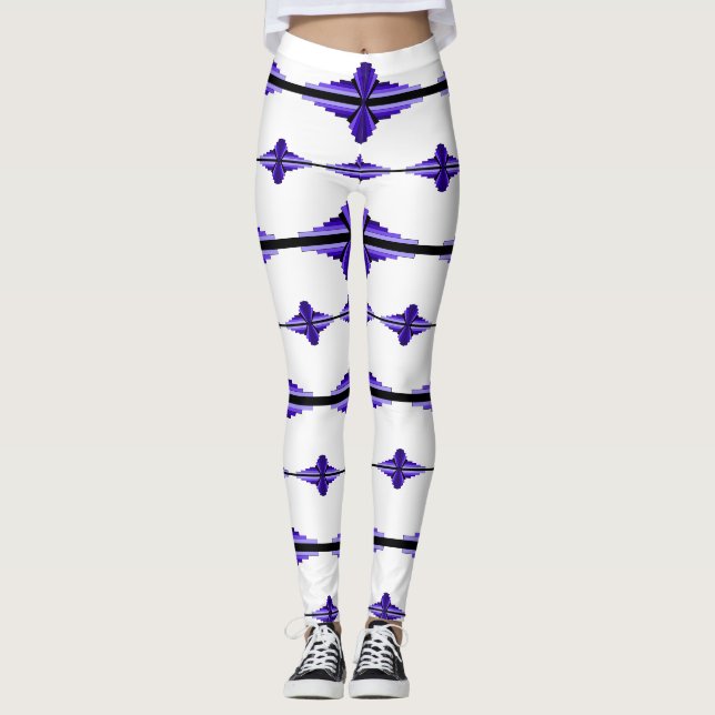 Art deco elements in deep purple leggings (Front)
