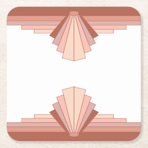 Art deco elements in full rose gold palette09b square paper coaster