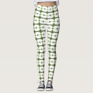 Art deco elements in moss green leggings