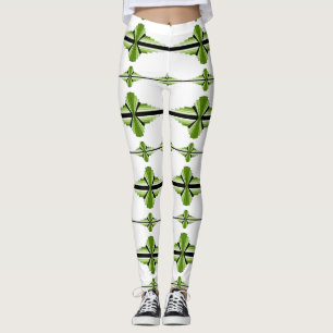 Art deco elements in moss green leggings