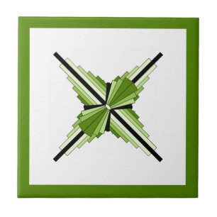 Art deco elements in mossy greens tile
