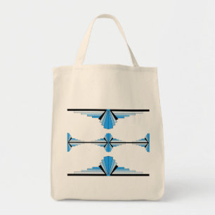 Art deco elements in pastel blue tote bag