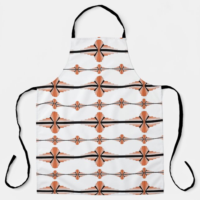 Art deco elements in pastel orange apron (Front)