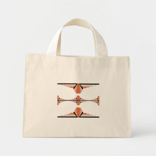 Art deco elements in pastel orange mini tote bag
