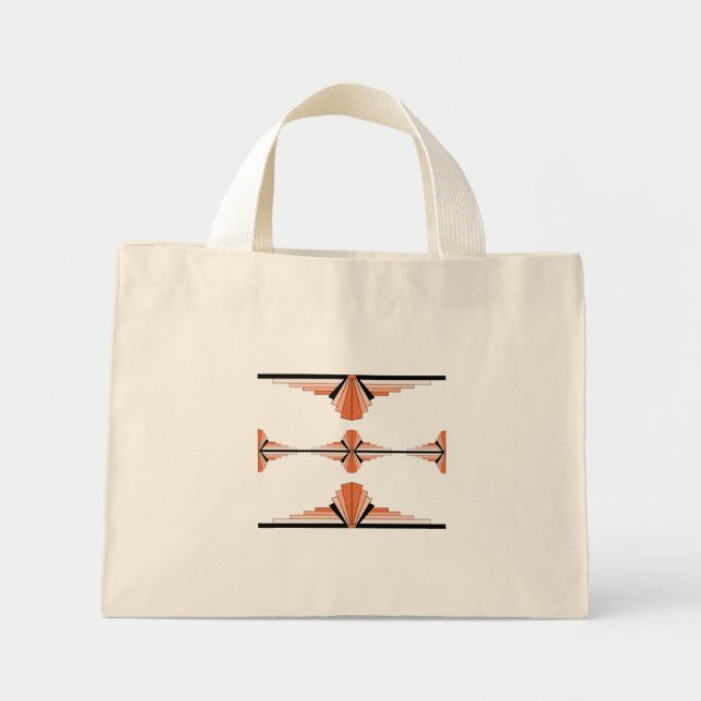 Art deco elements in pastel orange mini tote bag (Front)