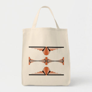 Art deco elements in pastel orange tote bag