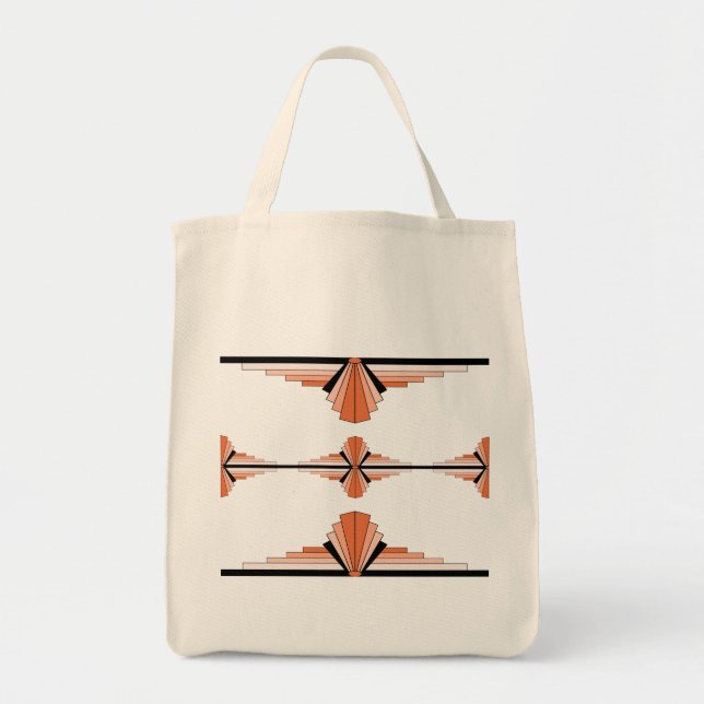 Art deco elements in pastel orange tote bag (Front)