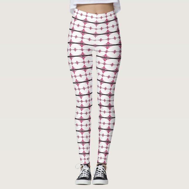 Art deco elements in pastel rose leggings (Front)