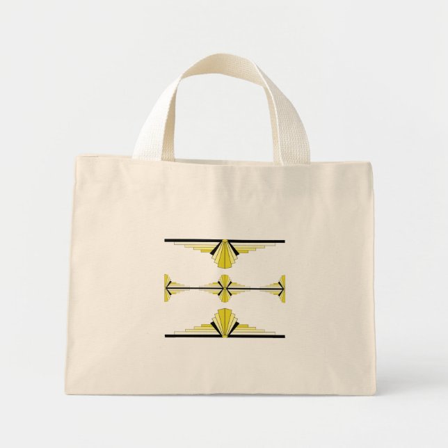 Art deco elements in pastel yellow mini tote bag (Front)