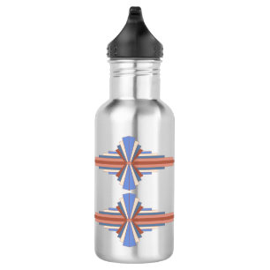 Art deco elements in rose gold & blue 532 ml water bottle