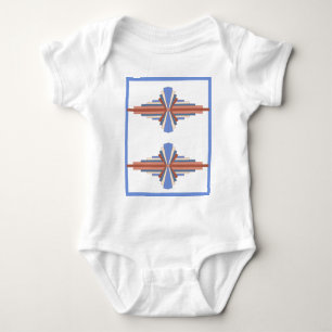 Art deco elements in rose gold & blue baby bodysuit