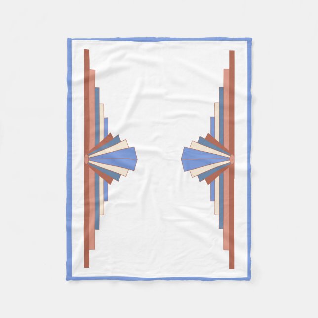 Art deco elements in rose gold & blue fleece blanket (Front)