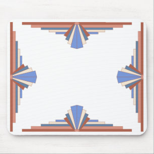 Art deco elements in rose gold & blue mouse pad