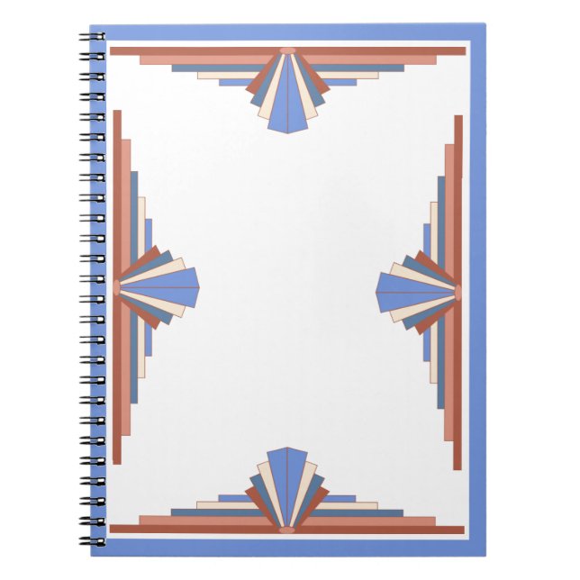 Art deco elements in rose gold & blue notebook (Front)