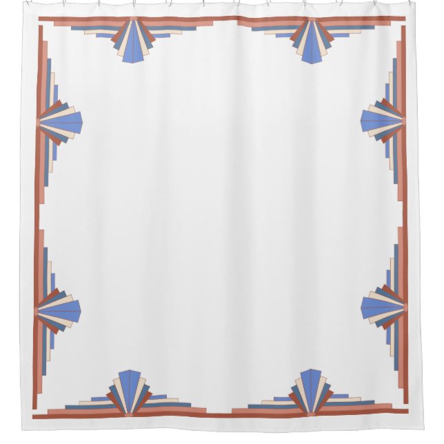 Art deco elements in rose gold & blue shower curtain (Front)