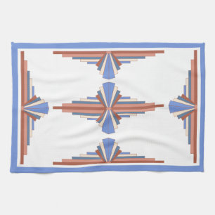 Art deco elements in rose gold & blue tea towel