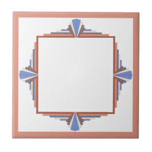 Art deco elements in rose gold & blue tile