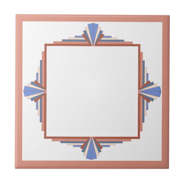Art deco elements in rose gold & blue tile (Front)