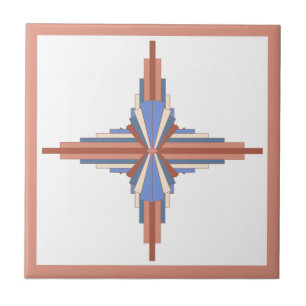 Art deco elements in rose gold & blue tile