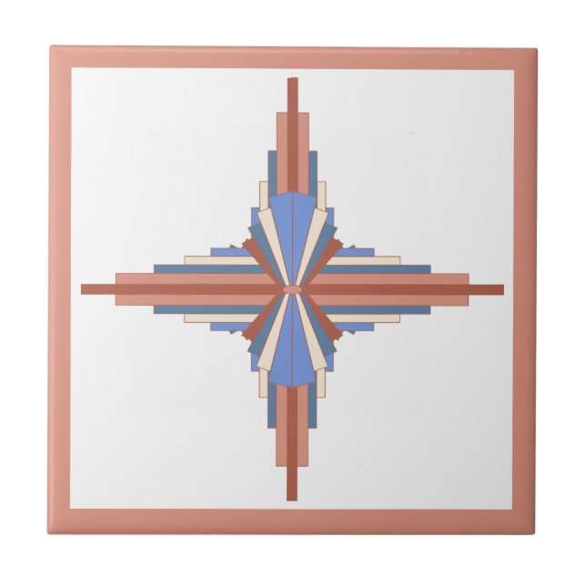 Art deco elements in rose gold & blue tile (Front)