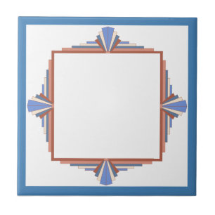 Art deco elements in rose gold & blue tile