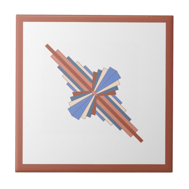 Art deco elements in rose gold & blue tile (Front)