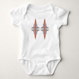 Art deco elements in rose gold, brown & blue baby bodysuit