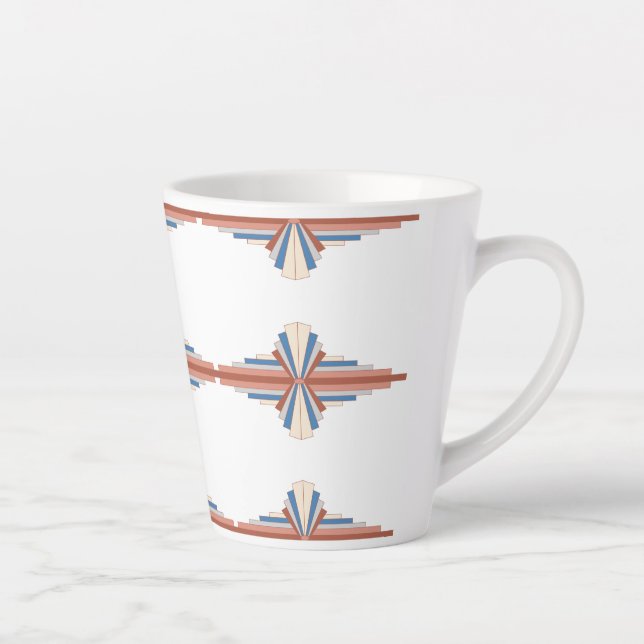 Art deco elements in rose gold,brown & blue latte mug (Right)